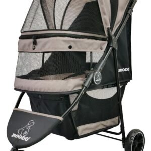 ROODO Escort 3 Wheel Dog Cat Pet Stroller for Small/Medium Dogs Cats Best Lightweight Foldable Portable Compact Jogger All Terrain Travel Pet Gear System Puppy Doggie Bunny Kitty Stroller(Grey)
