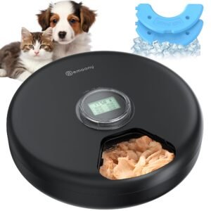 Automatic Cat or Dog Feeder - Cordless Food Dispenser with Refrigerated Container & 2 Ice Packs - Programmable Timer for 6 Meals Daily