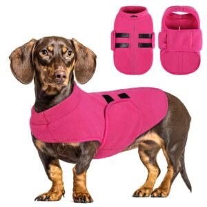 Small Dog Sweater, Soft Fleece Vest Pullover Dog Jacket with Leash Hole, Warm Winter Dog Clothes Cold Weather Doggy Dachshund Sweaters for Small Dogs Cats Boy or Girl (Pink, S)