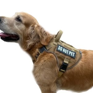 DNALLRINO Tactical Dog Harness, Air Dog Vest No Pull with Reflective Do Not Pet Patches, Breathable Dog Molle Vests for Training Walking Hunting Brown