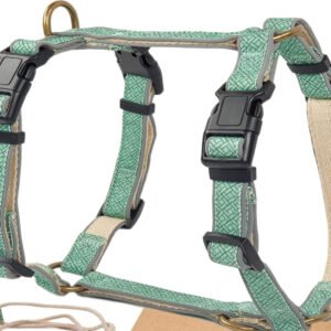 Pettsie No-Pull Dog Harness with Reflective Strips & Matching Bracelet – Adjustable Comfort Fit, Dual Leash Clips, Soft & Durable Hemp, Training & Walking Harness for Small, Medium & Large Dogs