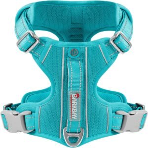 BARKBAY Dog Harness No Pull with ID Tag Pocket - Heavy Duty, Reflective, Easy Control for Large Dogs (Ocean Blue,S)