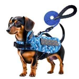 Dog Harness Protection Vest for Small Dogs with 5 FT Dog Leash Reflective Dog Accessories with Removable Spikes for Protection Against Aggressive Dogs (S:Recommand Weight 9-13 lbs)