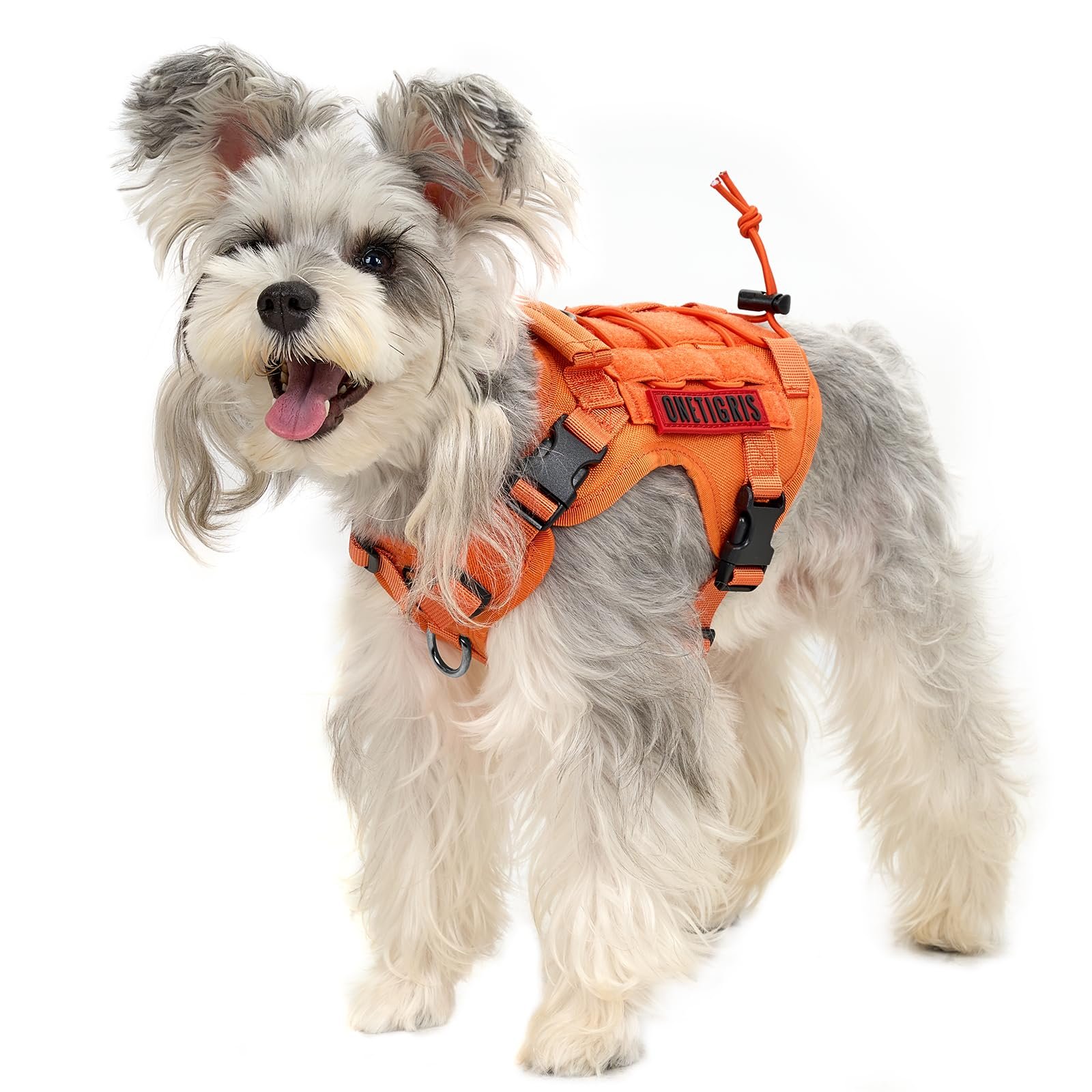 OneTigris Tactical Dog Harness Vest,No-Pull Service Dog Vest with Hook & Loop Panels,Adjustable Dog Vest Harness for Walking Hiking Training(Orange,XS)