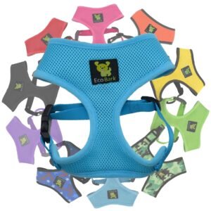 EcoBark Classic Dog Harness Innovative Mesh No Pull No Choke Design Soft Double Padded Breathable Vest for Eco-Friendly Easy Control Walking for Large Puppies Full Size Breeds & Extra Large Dogs (XXL, Blue)